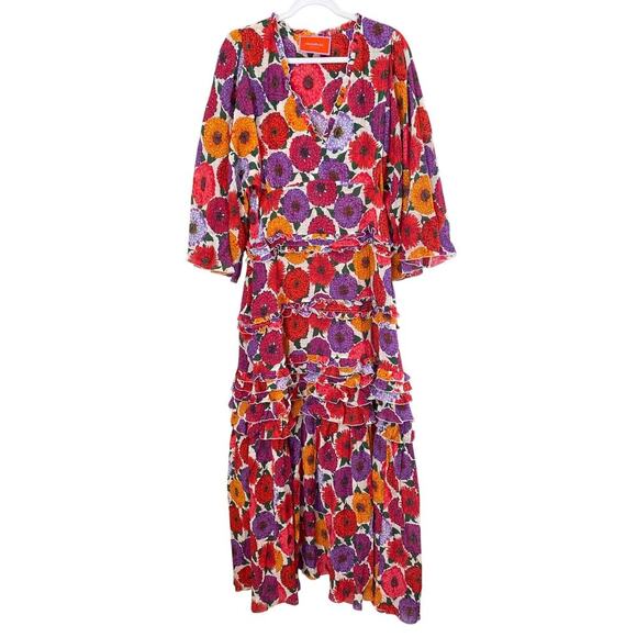 La DoubleJ Jeanne Maxi Dress Zinnie Creponne Floral Print Gown Tuckernuck XL - Picture 7 of 15
